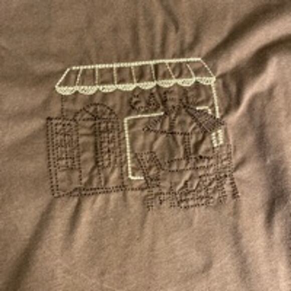 Cafe Aesthetic Embroidered Coffee Shirt Brown Vox Populi Button Up Large - Picture 5 of 10